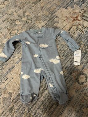 Carter's Light Blue Cloud-Print Footed One-Piece